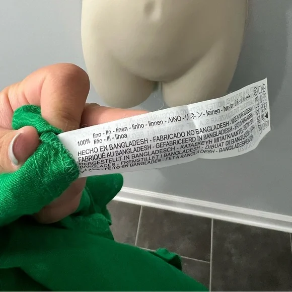 Zara Green Linen Longline Long Sleeve Tunic Button Down Dress Cover Up Small - Picture 13 of 13